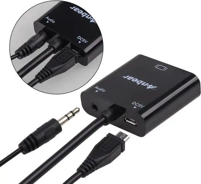 Alt view image 4 of 6 - HDMI to VGA with Audio Adapter Gold-Plated VGA to HDMI Adapter1080P Video Converter Male to Female with 3.5mm Audio Port for PC Laptop DVD
