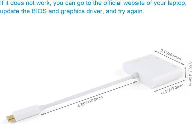 Alt view image 5 of 6 - USB C to HDMI +VGA Adapter, CableCreation Type C to HDMI 4K VGA 1080P Converter, Compatible with MacBook Pro 2019 2018, iPad Pro 2018, Chromebook Pixel, XPS 13,Yoga 910, Surface Go, Galaxy S10, LG G5