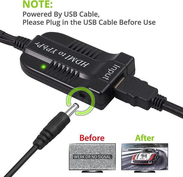Alt view image 6 of 7 - HDMI to Component Converter Scaler with 60cm 1080P YPbPr Cable HDMI to YPbPr Converter Convert hdmi to Component HDMI to Video Converter HDMI to 5RCA RGB Converter