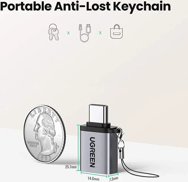 Alt view image 7 of 7 - UGREEN USB C to USB 3.0 Adapter 2 Pack, Type C Male to USB Female OTG Adapter,Thunderbolt 3 to USB Adapter Compatible with MacBook Air 2020, iPad Pro 2020, Galaxy Note20 Ultra and More (Grey)