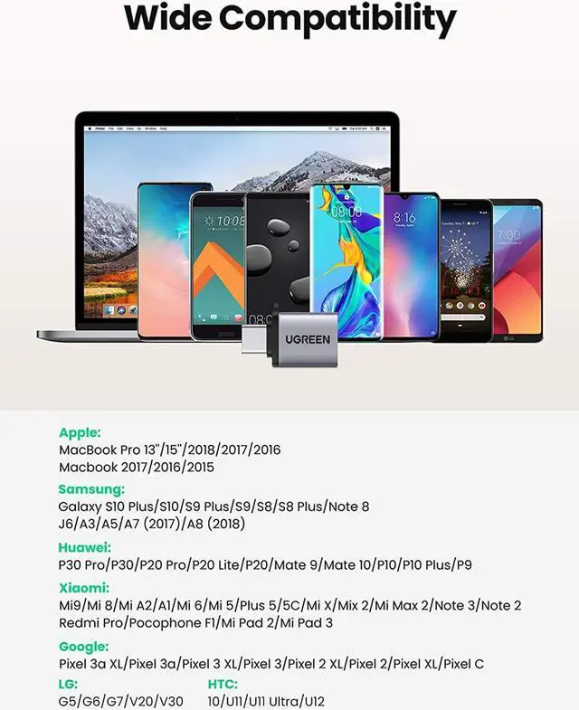 Alt view image 6 of 7 - UGREEN USB C to USB 3.0 Adapter 2 Pack, Type C Male to USB Female OTG Adapter,Thunderbolt 3 to USB Adapter Compatible with MacBook Air 2020, iPad Pro 2020, Galaxy Note20 Ultra and More (Grey)