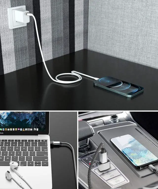 Alt view image 6 of 6 - KEHIPI USB to USB C Adapter 4 Pack,Type C Female to USB A Male Charger Connector for Apple iPhone 12 13 14 15,iPad 8 8th 9 9th 10 10th Air 4th 5 5th Mini 6 Generation,Samsung Galaxy Z Flip Fold S23