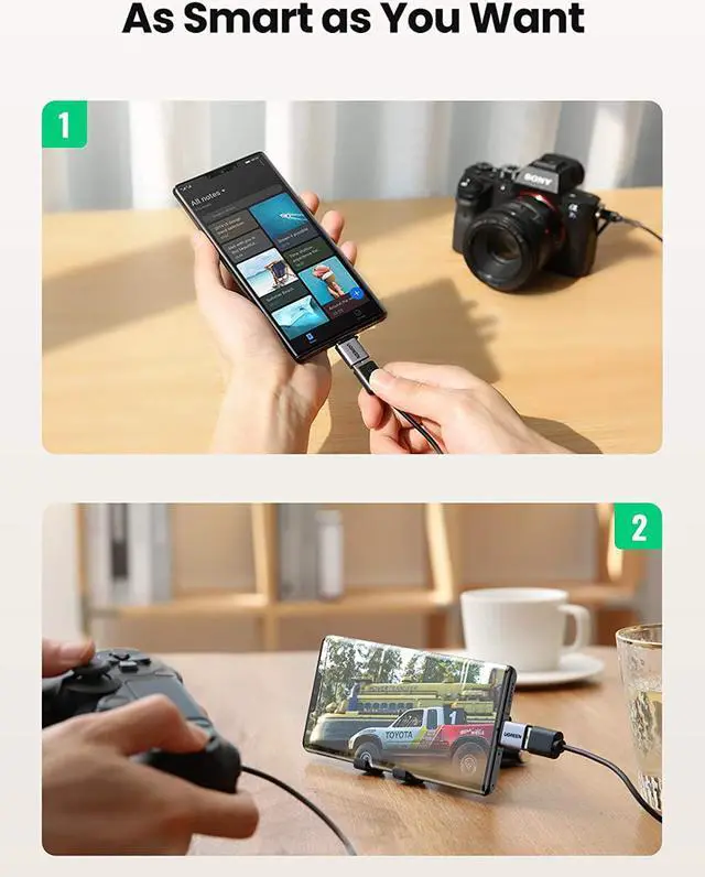 Alt view image 4 of 7 - UGREEN USB C to USB 3.0 Adapter 2 Pack, Type C Male to USB Female OTG Adapter,Thunderbolt 3 to USB Adapter Compatible with MacBook Air 2020, iPad Pro 2020, Galaxy Note20 Ultra and More (Grey)