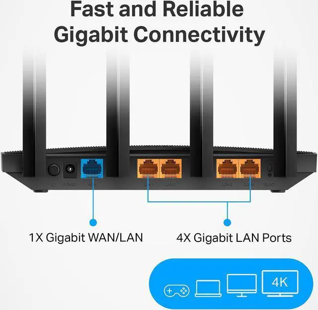 Alt view image 4 of 6 - Xiaogan AC1200 Gigabit WiFi Router (Archer A6 V3) - Dual Band MU-MIMO Wireless Internet Router, 4 x Antennas, OneMesh and AP mode, Long Range Coverage