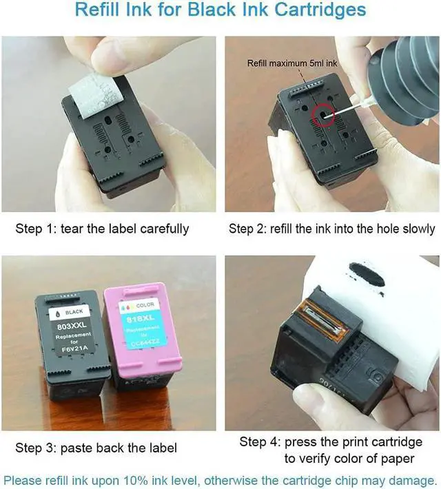 Alt view image 7 of 7 - Aomya Ink Refill kit 6x100ml  60 61 63 64 65 902 932 952 564 Refillable Ink Cartridge  Envy 4500 4520 5643 OfficeJet 6500a 6500 6000 (3 Black, 1 Cyan, 1 Magenta, 1 Yellow)