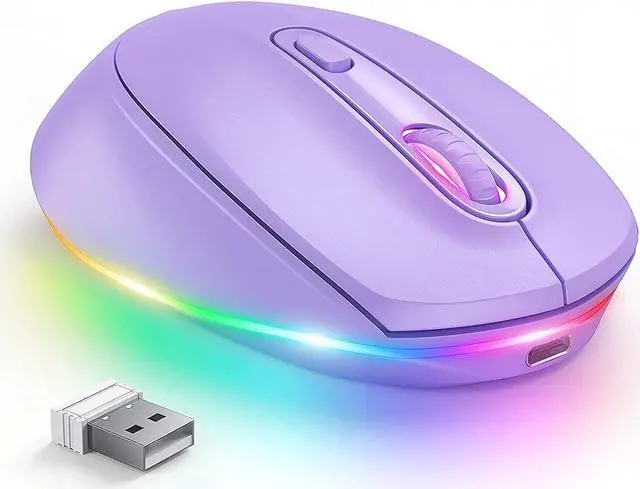 Main image of seenda Wireless Mouse, Ultra Silent LED Cordless Mouse with USB Receiver and 3 Adjustable DPI for Kids Laptop Computer Chromebook(Purple)