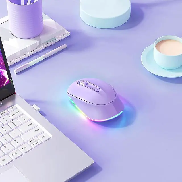 Alt view image 6 of 6 - seenda Wireless Mouse, Ultra Silent LED Cordless Mouse with USB Receiver and 3 Adjustable DPI for Kids Laptop Computer Chromebook(Purple)