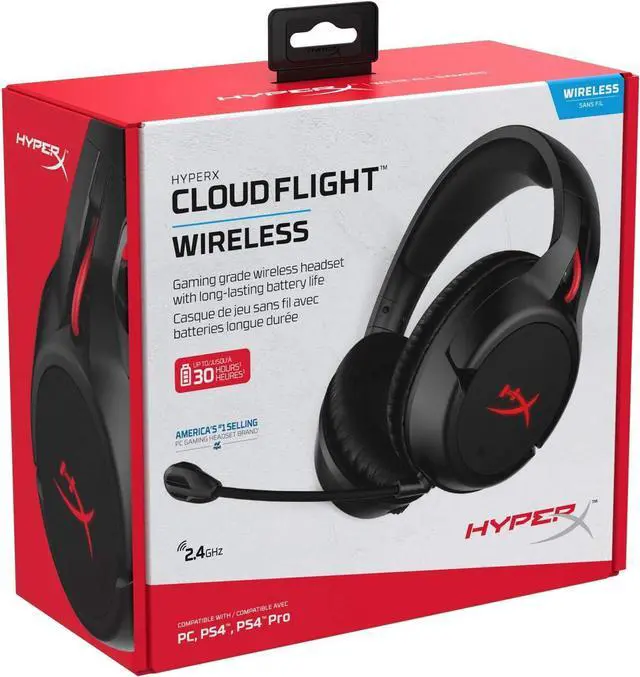 Alt view image 6 of 7 - HyperX Cloud Flight - Wireless Gaming Headset, Long Lasting Battery up to 30 Hours, Detachable Noise Cancelling Microphone, Red LED Light, Comfortable Memory Foam, Works with PC, PS4 & PS5