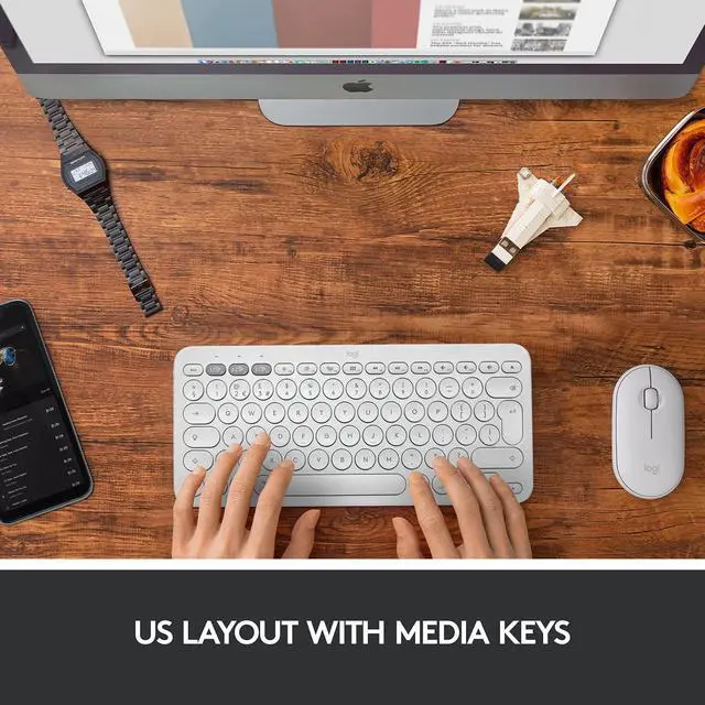 Alt view image 2 of 7 - Logitech K380 + M350 Wireless Keyboard and Mouse Combo - Slim Portable Design, Quiet clicks, Long Battery Life, Bluetooth connectivity, Multi Device with Easy-Switch for Mac, Chrome OS, Windows-White