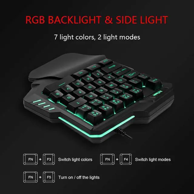 Alt view image 2 of 7 - RedThunder One-Handed RGB Gaming Keyboard and Mouse Combo, 35 Keys Mini Gaming Keypad, 6400 DPI Mouse, Portable Game Controller for PC Gamer