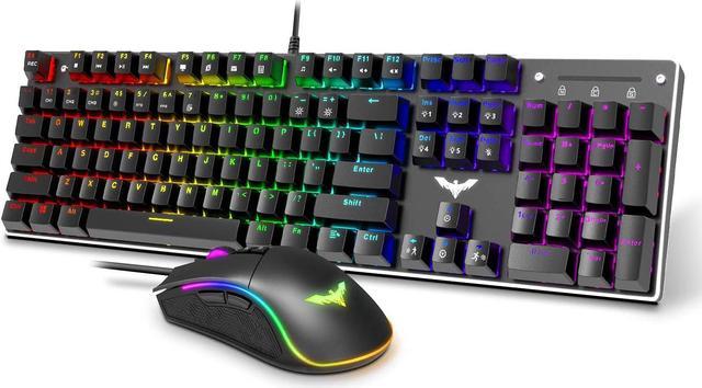 Mod skrubbe fødselsdag Mechanical Keyboard and Mouse Havit Wired Gaming Keyboard Blue Switch 104  Keys Rainbow Backlit Keyboard and 7 Button Wired Mouse 4800 DPI for PC  Computer Gamer (Black) Gaming Mice - Newegg.com