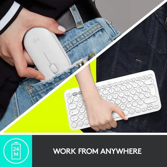 Alt view image 5 of 7 - Logitech K380 + M350 Wireless Keyboard and Mouse Combo - Slim Portable Design, Quiet clicks, Long Battery Life, Bluetooth connectivity, Multi Device with Easy-Switch for Mac, Chrome OS, Windows-White