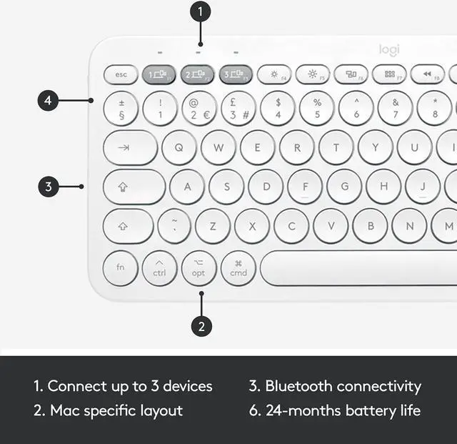 Alt view image 6 of 7 - Logitech K380 + M350 Wireless Keyboard and Mouse Combo - Slim Portable Design, Quiet clicks, Long Battery Life, Bluetooth connectivity, Multi Device with Easy-Switch for Mac, Chrome OS, Windows-White