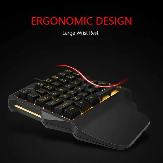 Alt view image 3 of 7 - RedThunder One-Handed RGB Gaming Keyboard and Mouse Combo, 35 Keys Mini Gaming Keypad, 6400 DPI Mouse, Portable Game Controller for PC Gamer