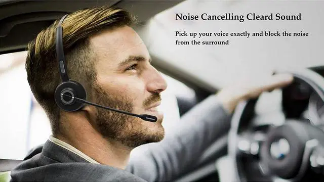Alt view image 3 of 5 - Giveet Bluetooth Headset for Cell Phones, Wireless Headset for Office Phone with Charging Dock, Noise Cancelling Microphone, 17h Talking Time for Trucker, Telephone, Skype, Call Center, PC