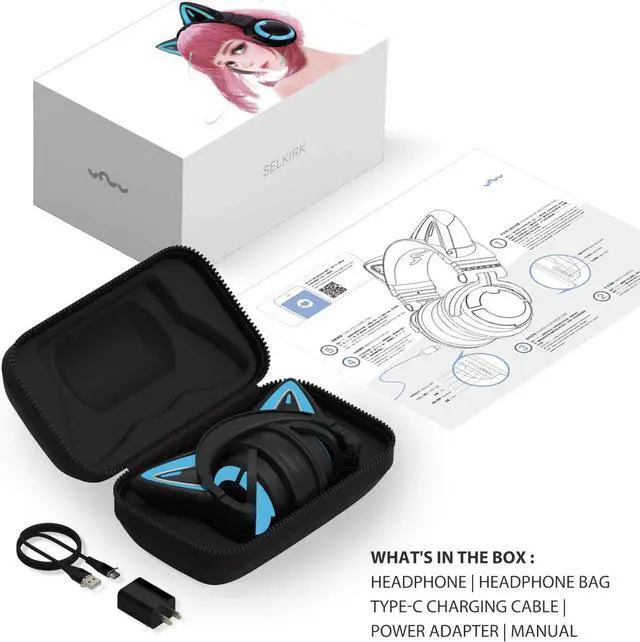 Alt view image 4 of 4 - YOWU RGB Cat Ear Headphone 3G Wireless Bluetooth 5.0 Foldable Gaming Headset with 7.1 Surround Sound Built-in Mic & Customizable Lighting and Effect via APP Type-C Charging Audio Cable -Pink