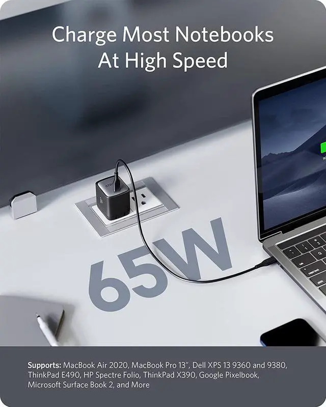 Alt view image 4 of 7 - Anker USB C Charger, 715 Charger (Nano II 65W), GaN II PPS Fast Compact Foldable Charger for MacBook Pro/Air, Galaxy S20/S10, Dell XPS 13, Note 20/10+, iPhone 13/Pro/Mini, iPad Pro, Pixel, and More