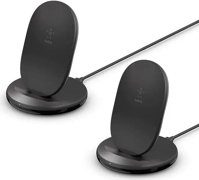 Main image of Wireless Charger (2-Pack) - Qi-Certified 15W Max Fast Charging Stand - Quick Turbo Cordless Upright Charger - Universal Qi Compatibility for iPhone Samsung Galaxy Google Pixel and More