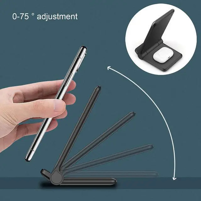 Alt view image 5 of 7 - 25W Wireless Charger Foldable 2 in 1 Wireless Charging Station for  iPhone 16/16 Pro/15/14/13/12/11/Plus/SE/X/Airpods 15W Fast Dual Wireless Induction Charge Stand for /LG