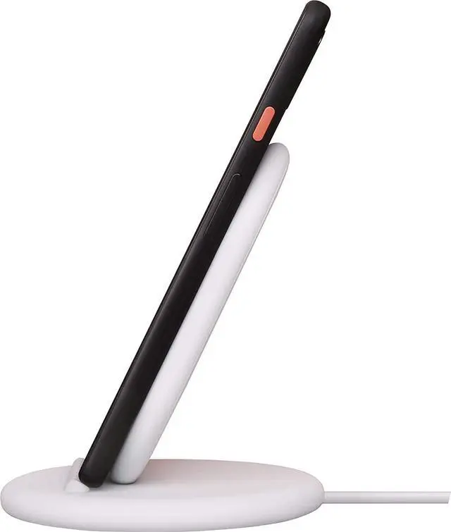 Alt view image 4 of 7 - Google Stand Wireless Charger Qi-Certified, Fast Charging iPhone 12 Pro, 12 Pro Max, 12 Mini, 12, iPhone 11 Pro, 11 Pro Max, 11, iPhone SE (2nd Generation)- Retail Packaging (White)