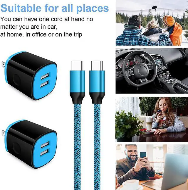 Alt view image 6 of 6 - C Type Charger Fast Charge Wall Charger Block Plug Fast Charger Type C Android USB C Phone Charger Cord Cable 6ft for Samsung Galaxy S23/S22/S21/S21+/S21 Ultra/S20/Note 20 10 9/S10/S9/A10e/A20/A50/A51