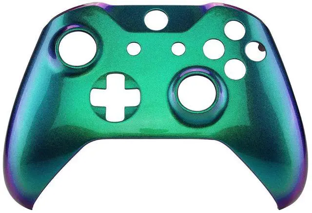 Alt view image 7 of 7 - Green and Purple Chameleon Faceplate Cover, Front Housing Shell Case Replacement Kit for Xbox One X & One S Controller (Model 1708) - Controller NOT Included @