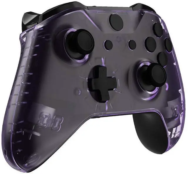 Alt view image 6 of 7 - Transparent Clear Atomic Purple Faceplate Side Rails for Xbox One Wireless Controller Model 1708, Replacement Front Housing Shell Panels for Xbox One X & One S Controller @