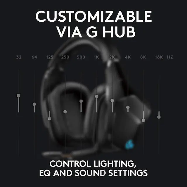 Alt view image 5 of 7 - G935 Wireless DTS:X 7.1 Surround Sound LIGHTSYNC RGB PC Gaming Headset - Black/Blue