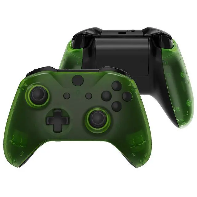 Main image of Transparent Clear Green Faceplate Side Rails for Xbox One Wireless Controller Model 1708, Replacement Front Housing Shell Panels for Xbox One X & One S Controller @