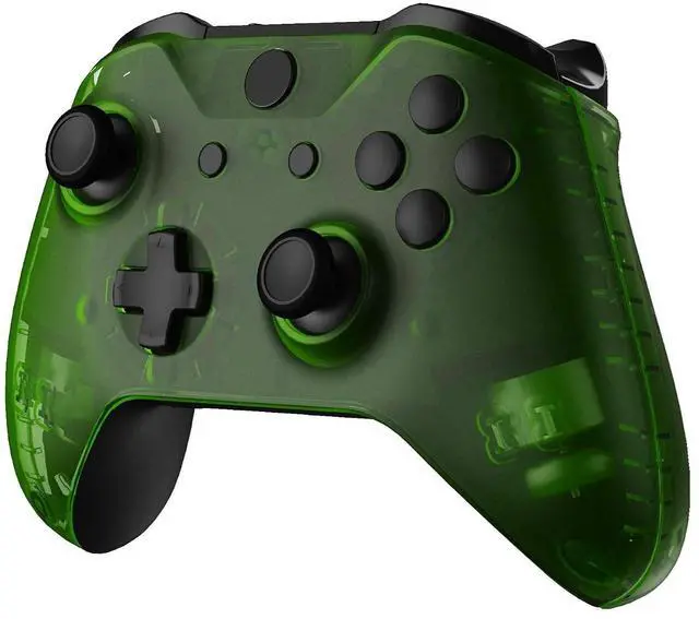 Alt view image 7 of 7 - Transparent Clear Green Faceplate Side Rails for Xbox One Wireless Controller Model 1708, Replacement Front Housing Shell Panels for Xbox One X & One S Controller @