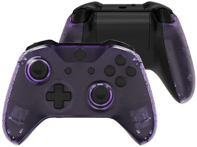 Main image of Transparent Clear Atomic Purple Faceplate Side Rails for Xbox One Wireless Controller Model 1708, Replacement Front Housing Shell Panels for Xbox One X & One S Controller @