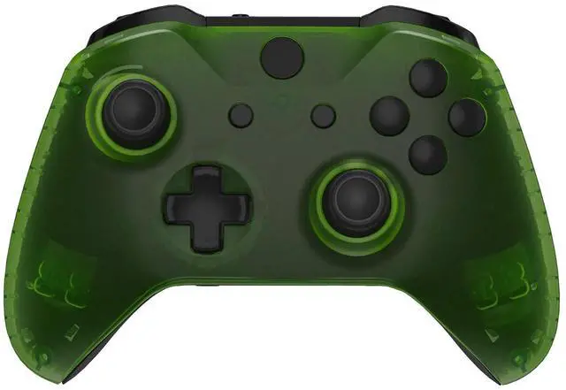 Alt view image 4 of 7 - Transparent Clear Green Faceplate Side Rails for Xbox One Wireless Controller Model 1708, Replacement Front Housing Shell Panels for Xbox One X & One S Controller @