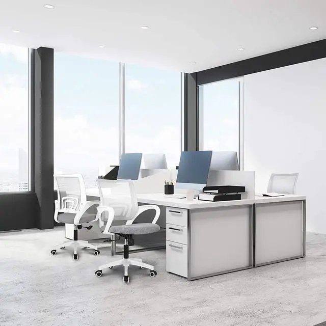 Alt view image 2 of 6 - NEO CHAIR Office Computer Desk Chair Gaming-Ergonomic Mid Back Cushion Lumbar Support with Wheels Comfortable Blue Mesh Racing Seat Adjustable Swivel Rolling Home Executive (Grey)