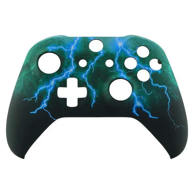 Alt view image 7 of 7 - Green Storm Thunder Patterned Front Housing Shell Case for Xbox One S/X Controller, Soft Touch Replacement Faceplate Cover for Wireless Controller (Model 1708) @