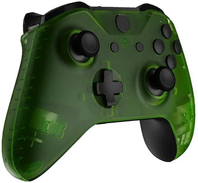 Alt view image 6 of 7 - Transparent Clear Green Faceplate Side Rails for Xbox One Wireless Controller Model 1708, Replacement Front Housing Shell Panels for Xbox One X & One S Controller @
