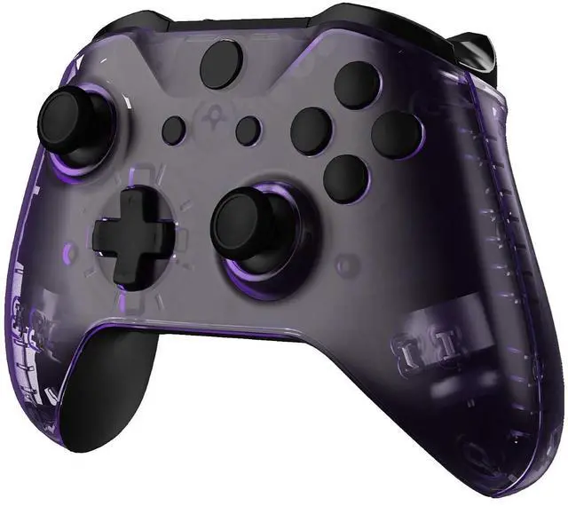 Alt view image 7 of 7 - Transparent Clear Atomic Purple Faceplate Side Rails for Xbox One Wireless Controller Model 1708, Replacement Front Housing Shell Panels for Xbox One X & One S Controller @