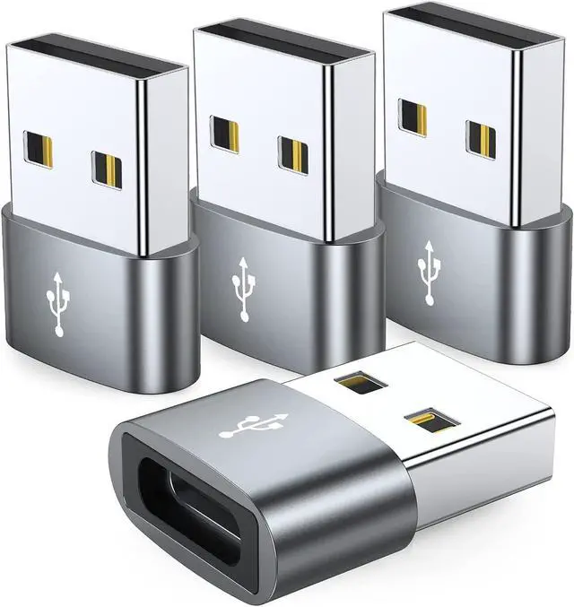 Main image of USB C Female to USB Male Adapter 4-Pack Type C to USB A Charger Cable Converter Compatible with iPhone 11 12 13 14 15 16 Plus Pro Max iPad Pro Air 4 Mini 6  Galaxy S24 S23 S22 S21 Pixel