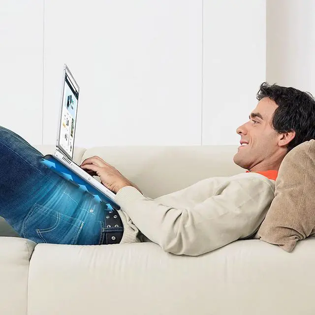 Alt view image 7 of 7 - Laptop Cooling Pad Portable Ultra-Slim Quiet Laptop Notebook Cooler Cooling Pad Stand with 2 USB Powered Fans Fits 12-16 Inches (Blue)