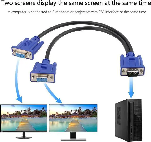 Alt view image 6 of 7 - Pasow VGA to VGA Monitor Cable 3 Feet + VGA Splitter Cable (VGA Y Cable) for Screen Duplication