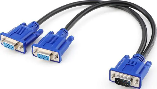 Alt view image 5 of 7 - Pasow VGA to VGA Monitor Cable 3 Feet + VGA Splitter Cable (VGA Y Cable) for Screen Duplication