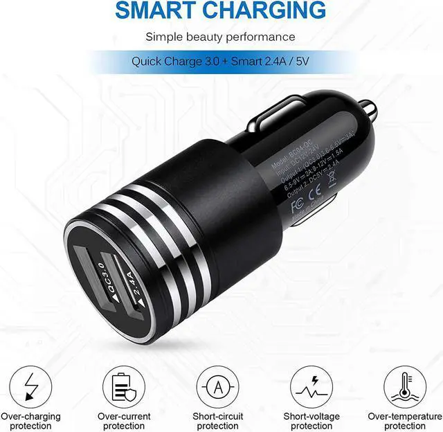 Alt view image 4 of 7 - USB C Fast Car Charger for Samsung Galaxy S25 S24 S23 S22 S21 S20 Z Flip 6 5 4/Z Fold 6 5 4 A16 A25 A35 A15 A54 A14 A53 A03S A13 A23,Quick Charge 3.0 Rapid Car Adapter+6ft Type C Fast Charging Cable