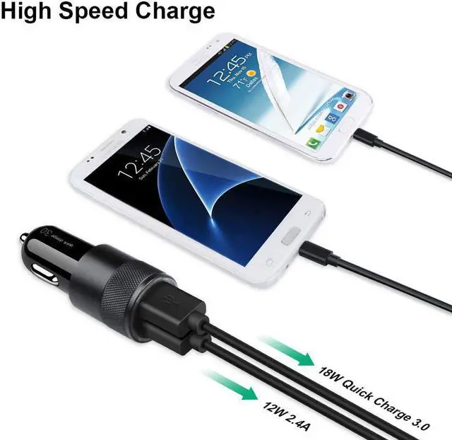 Alt view image 4 of 7 - Fast Car Charger Quick Charging 5.4A/30W Phone USB Adapter Rapid Plug 2 Port Cigarette Lighter Auto Charger Flush Compatible  Tablet iPhone iPad LG Automobile