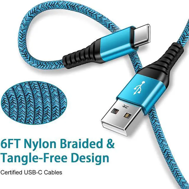 Alt view image 3 of 7 - C Charger Cord Fast Charging USB Type C Cable Android Charger Cables 6FT 2Pack for Samsung Galaxy S24 S23 S22 S21 S20 Ultra S20+ Note 20 10 S10 S9 Plus A12 A11 A52 OnePlus Google Pixel 6 5 4 4a 3a XL