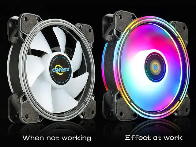 Alt view image 5 of 7 - Conisy Rainbow Series 120mm Case Fan for Computer Case, Super Silent Efficient RGB LED PC Cooling Fan - Dual Pack (Colorful)