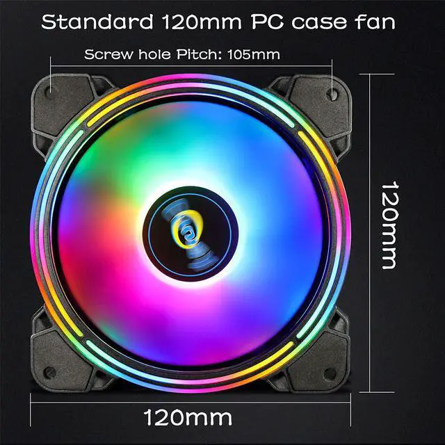 Alt view image 4 of 7 - Conisy Rainbow Series 120mm Case Fan for Computer Case, Super Silent Efficient RGB LED PC Cooling Fan - Dual Pack (Colorful)