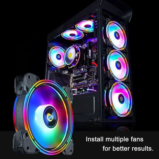 Alt view image 7 of 7 - Conisy Rainbow Series 120mm Case Fan for Computer Case, Super Silent Efficient RGB LED PC Cooling Fan - Dual Pack (Colorful)