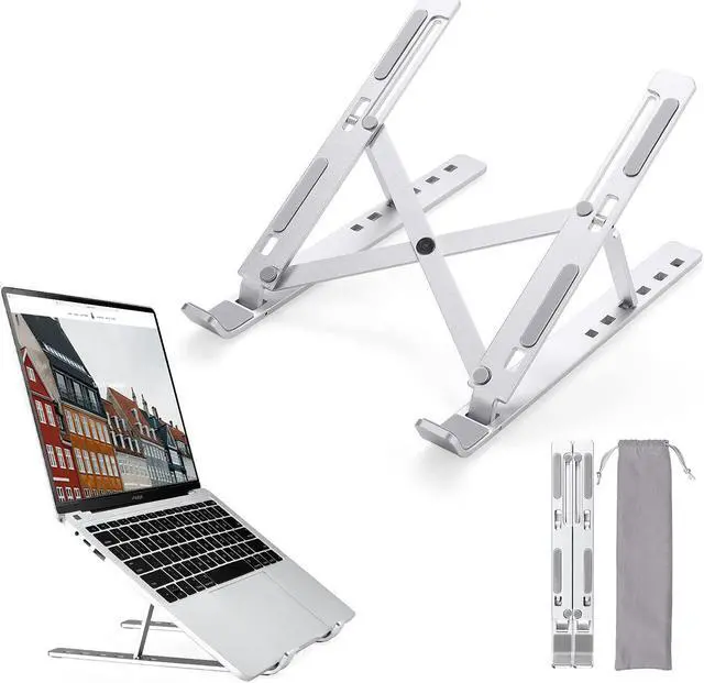 Main image of LEHOM Laptop Stand Holder for Desk, Adjustable Portable Computer Riser Stand, Foldable Aluminum Notebook Elevator for Mac MacBook Pro Air, Lenovo, HP, Dell More 10 to 15.6 inches Laptops Tablets