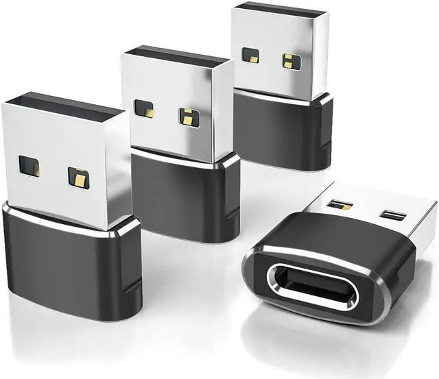Main image of USB to USB C Adapter 4 Pack USBC Female to A Male Car Charger Type C Converter for iPhone 16 Pro Max 15 14 13 12 11 Plus Apple Watch iWatch 10 9 8 Airpods iPad Air Mini 6 7  Galaxy S24