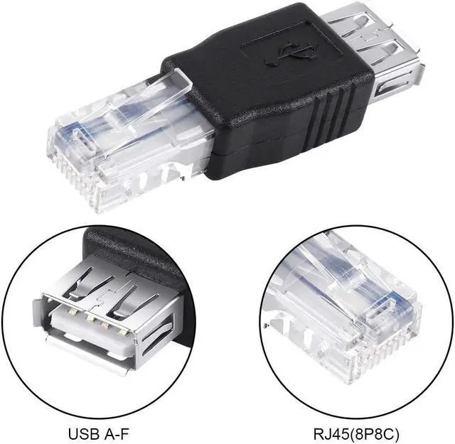 Alt view image 3 of 7 - 1x Type A USB2.0 Female to Ethernet RJ45 Male Plug Adapter Connector