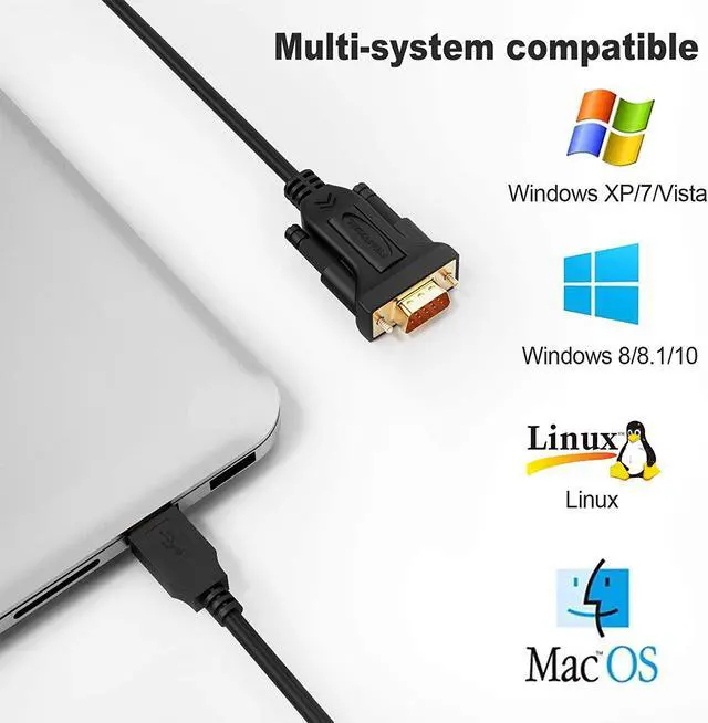 Alt view image 4 of 7 - USB to RS232 Adapter (FTDI Chipset), CableCreation 3 Feet RS-232 Male DB9 Serial Converter Cable for Windows 10, 8.1, 8,7, Vista, XP, 2000, Linux, Mac OS X 10.6 and Above,1M / Black